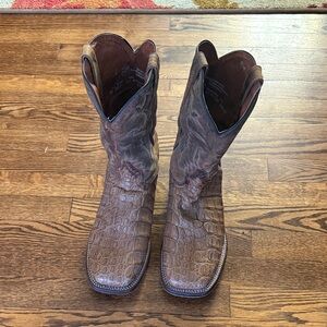 Dan Post Crocodile Embossed Brown Cowboy Boots
